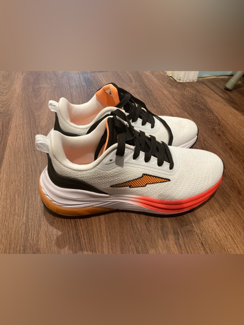 Avia Men’s White Sneakers with Black and Orange Accents and Red Toe Trim